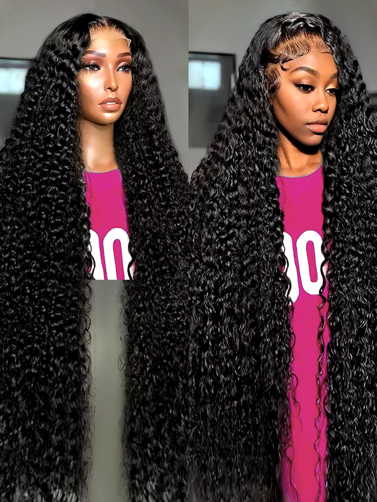 Loose Deep Wave 13X4 Frontal Brazilian Human Hair 30 32 Inch Transparent Water Curly Wigs 13X6 Lace Front Wig For Women