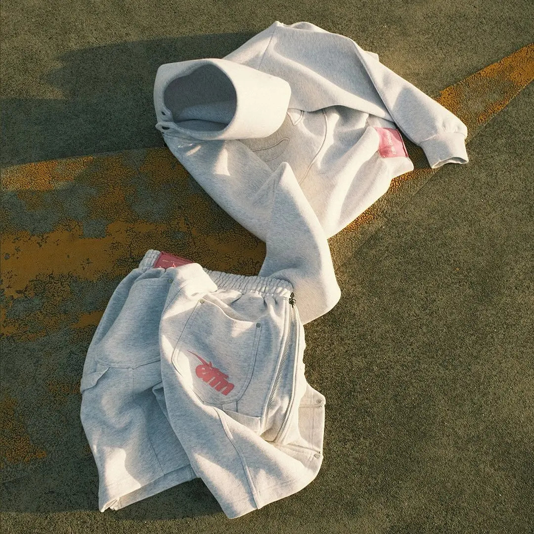 Y2K Trendy High Street Gothic Fashion Letter Printed Hooded Sweatshirt Sports Shorts Loose Academy Casual Grunge Couple Set 241203