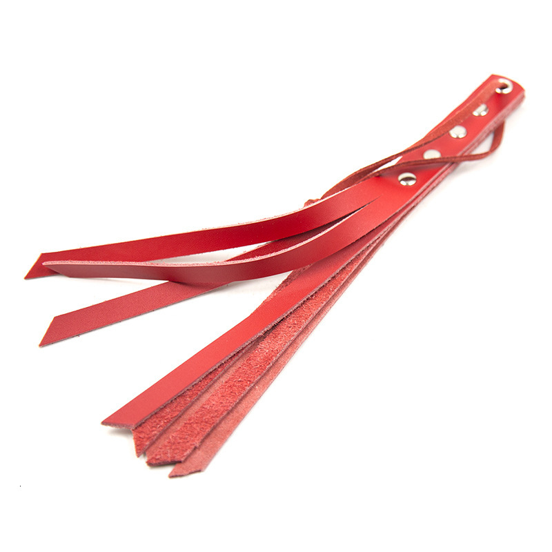 SM adult toy manufacturer spot wholesale red small leather whip spanking prop loose whip flipping plush whip