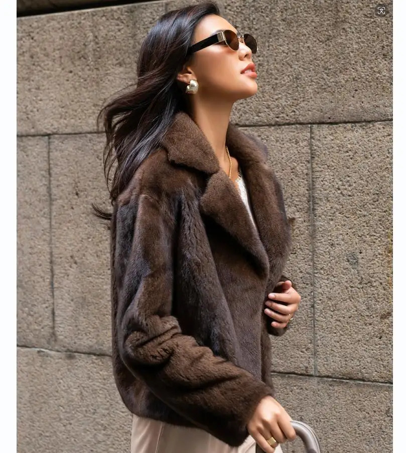 Womens genuine mint fur leather jacket 100% genuine mint fur leather jacket winter warmth fashion European street style 241202