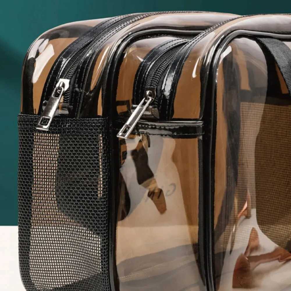 Dry Wet Separati Transparent Waterproof Makeup Bag With Double-Layer Large Capacity Portable Pvc Mesh Storage Bag W BagXJ241206
