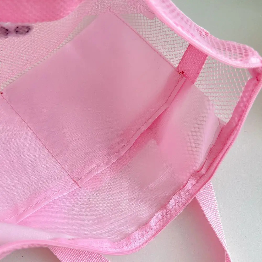 Beach Mesh Wash Bag Cosmetic Large Capacity Shopping Shoulder Portable Handbags Foldable Swimming Storage 241203