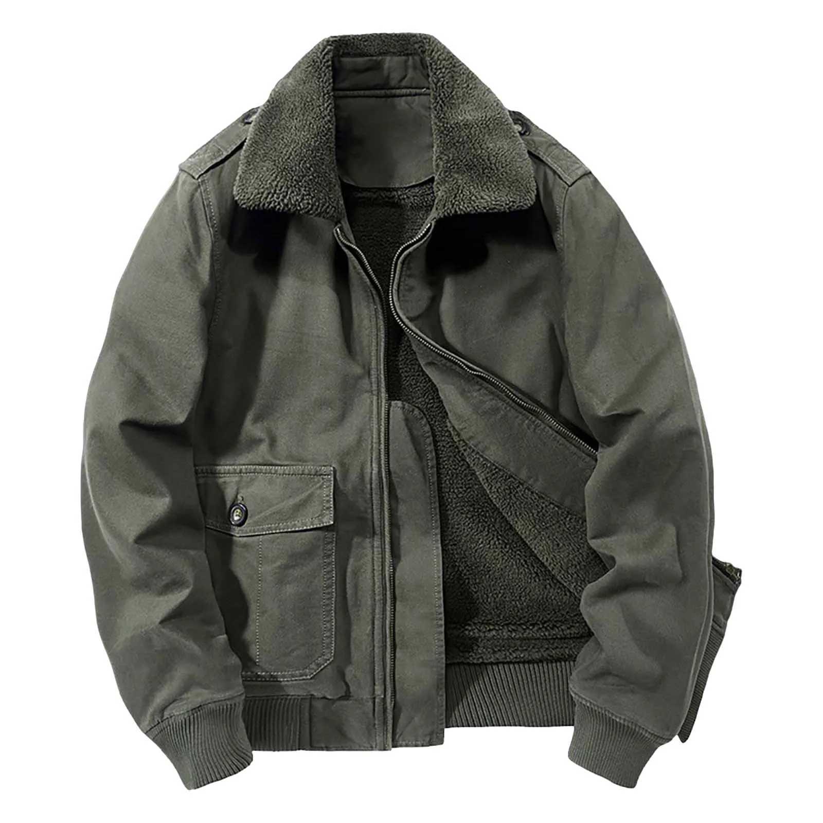 Solid Color Zipper Loose Thicken Cotton Bomber Jacket For Men Lambs Wool Autumn Warm Outdoor Sportwear Winter Male Clothing NewXJ241206