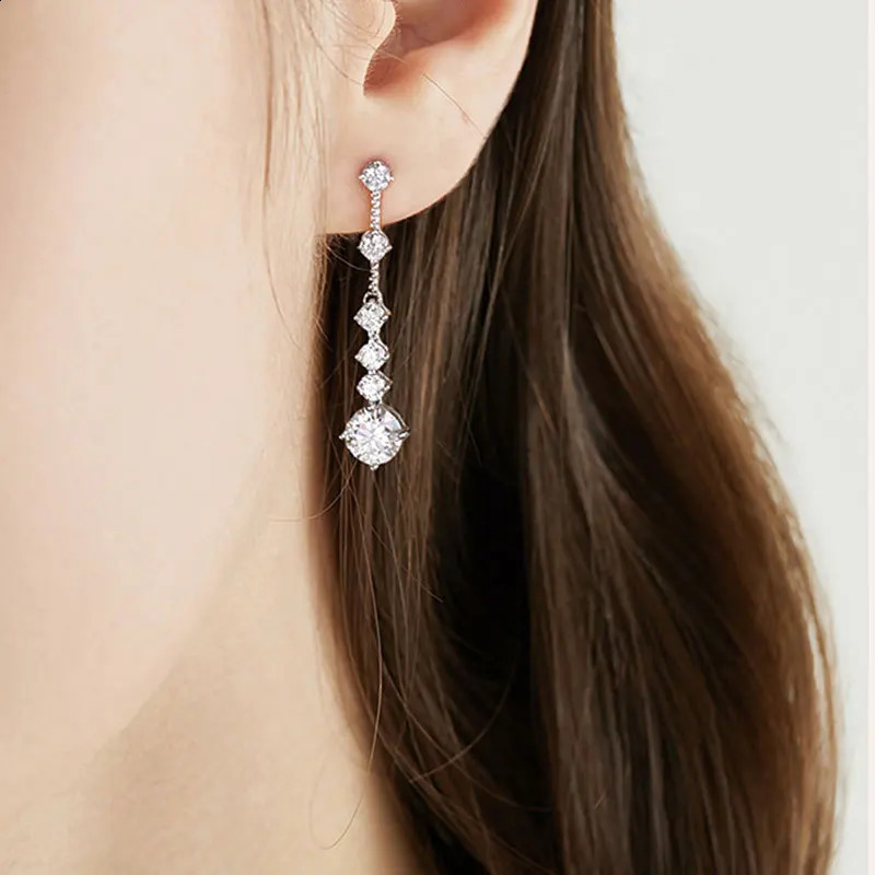 all Mo silica tassel pendant earrings suitable for womens wedding party jewelry gifts 925 sterling silver sparkling diamond earrings 241205