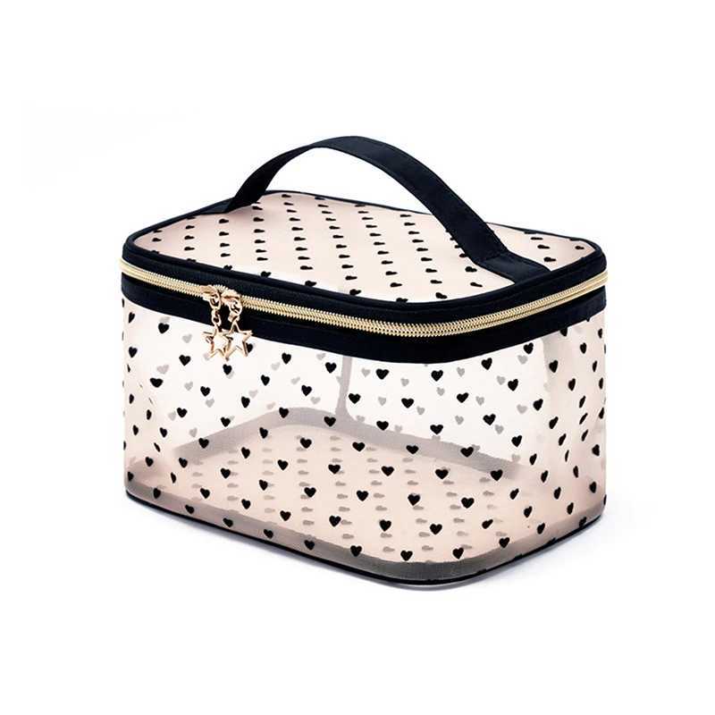 1PCS 5PCS Love Makeup Bags Mesh Cosmetic Bag Portable Travel Zipper Pouches for Home Office Accessories Cosmet Bag NewXJ241206