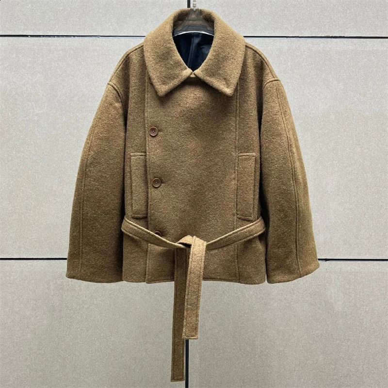 winter coats woman 2024 in outerwears High quality wool blend womens jacket Asymmetric waistband slim fit woolen coat y2k 241205