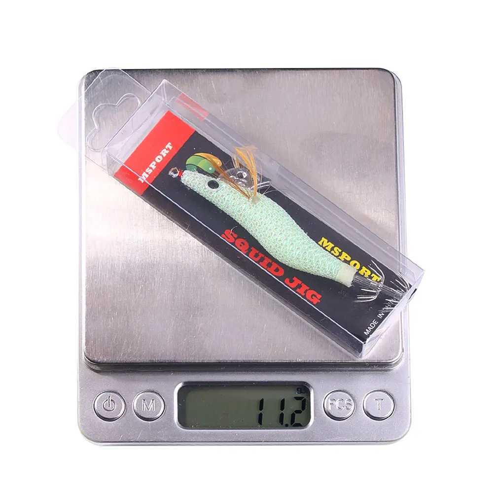 NEW UP 1PCS Fishing Lure Luminous Squid Jigs White Glow Wood Shrimp with Octopus Squid Jig Hooks CuttfishXJ241128
