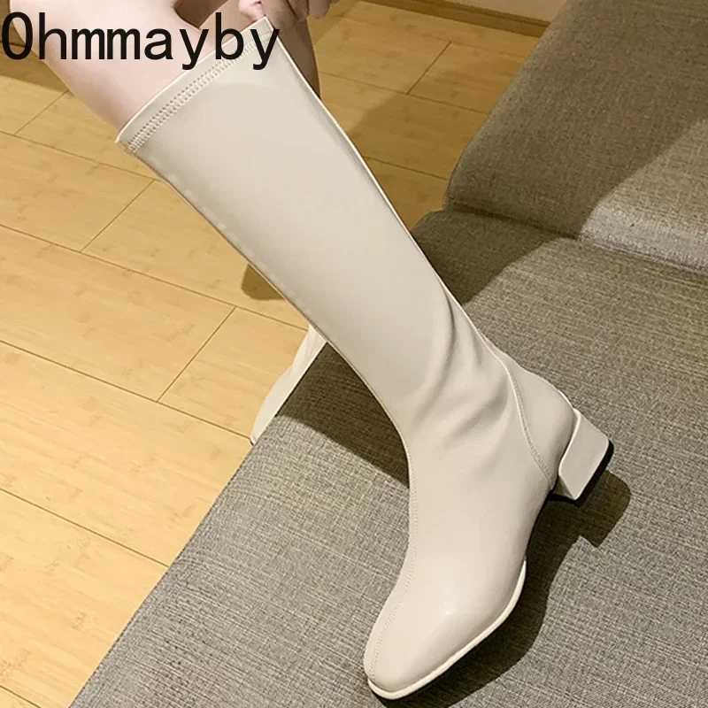 High Quality Winter Ten Thousand Knee High Boots Fi Cfort Soft Leather Square Low Boots Lg Boots Trend Add Fur Bun Boots T241206
