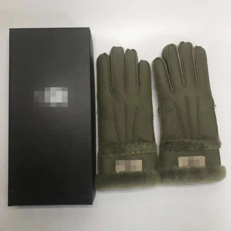 womens fur integrated sheepskin gloves leather warm color wool lining wind and cold gloves 241206