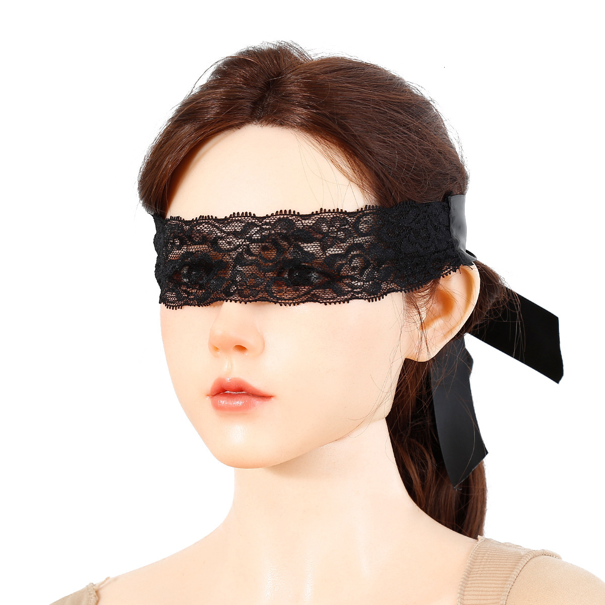 SM adult sex toys, men's and women's flirting games, black lace straps, eye masks, adjustable blindfolds