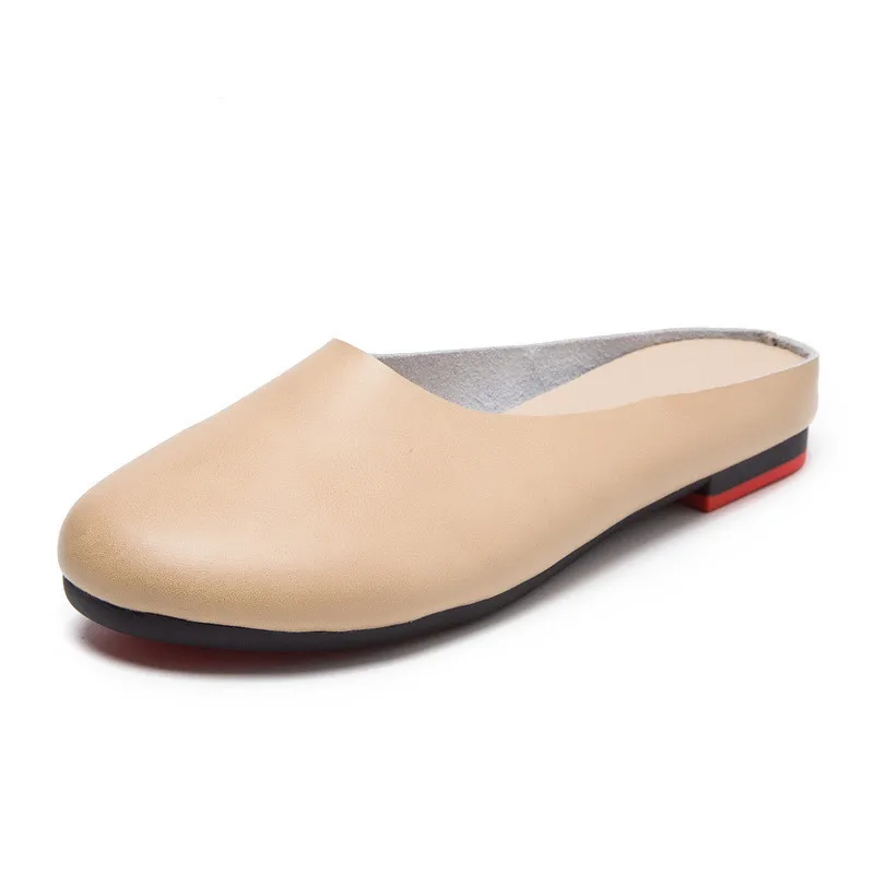 AIYUQI Women Slippers Spring Genuine Leather Women Shoes Big Size Flat Casual Summer Half Slippers Women