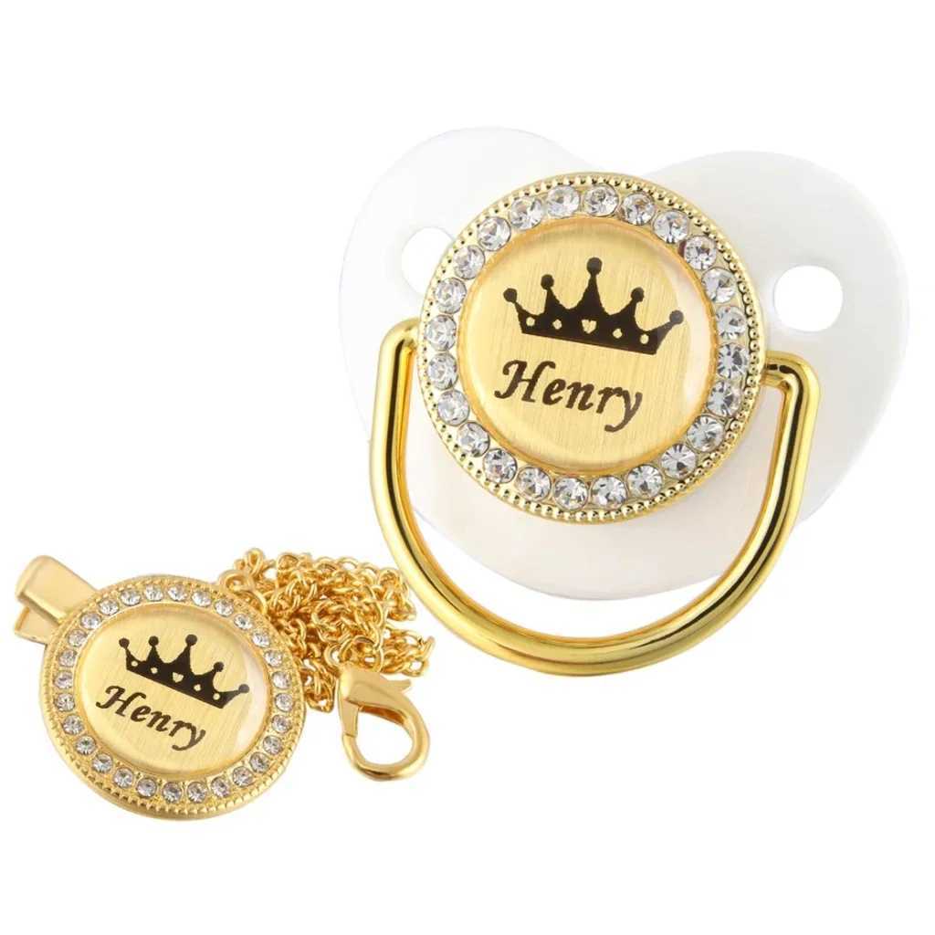 Customized Crown Name Baby Pacifier Dummy With Chain Clip 0-18 Months H241206