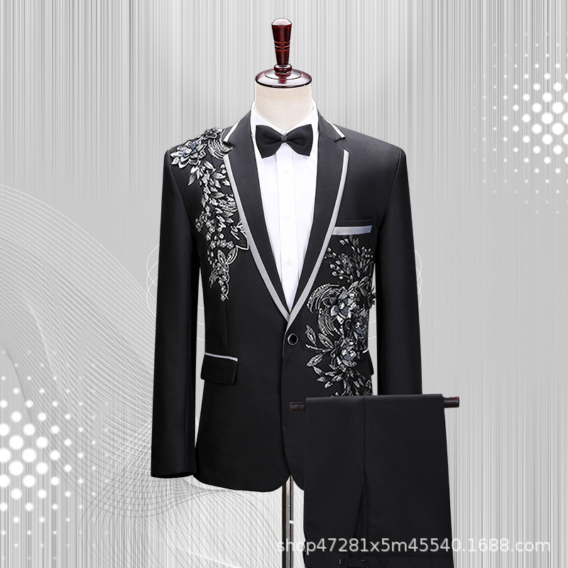 X1126White suit jacket male singer host men's suit wedding suit