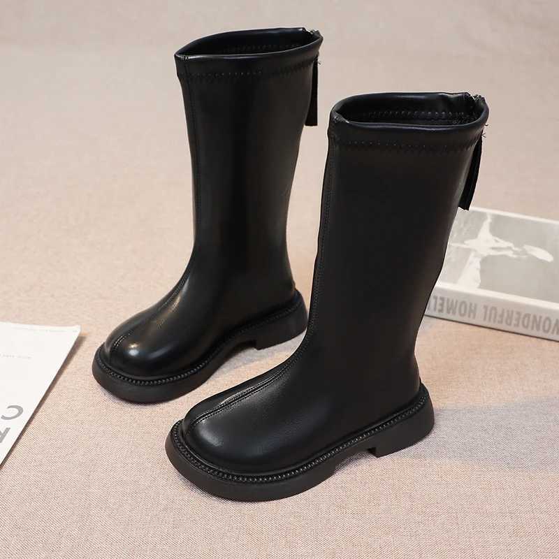 Children High Boots for Girls Spring Autumn Waterproof Non-slip Fashion Kids Elegant Princess Boots Simple Korean Sle 2024 NewXJ241206