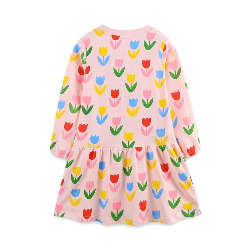 Jumping Meters 2-7T New Arrival Princess Girls Dresses Flowers Long Sleeve Par Autumn Spring Baby Clothing Toddler CostumeXJ241206