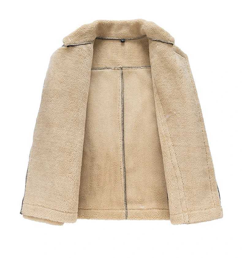 Mens Suede Jacket Autumn Winter New Fashion Solid Color Warm Thickened Outdoor Sports Lapel Coat Men Simplicity Cotton ClothesXJ241206