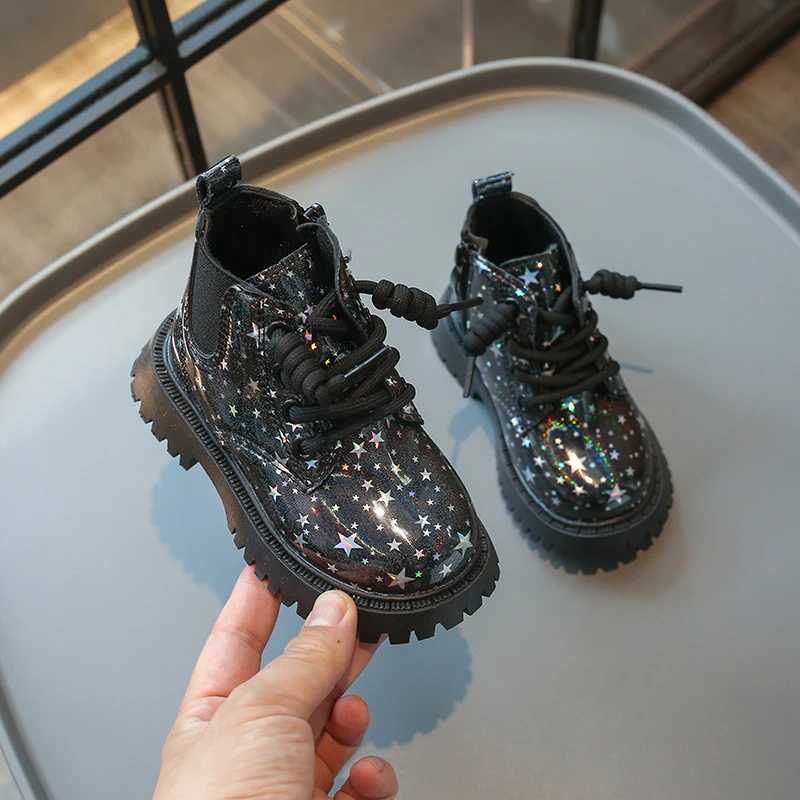 Childrens Fashion Boots Black Low Lightweight Boys Girls Toddler Shoes 0-8 Years Old Soft Bottom Non-slip Kids Baby Boots ShoesXJ241206