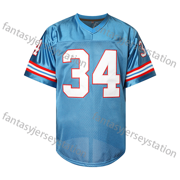 Football Jersey #34 Blue Campbell Polyester V-Neck Embroidered Men's Athletic Tops for Training Outdoor Activities, Loose Fit Adult Universal Jer