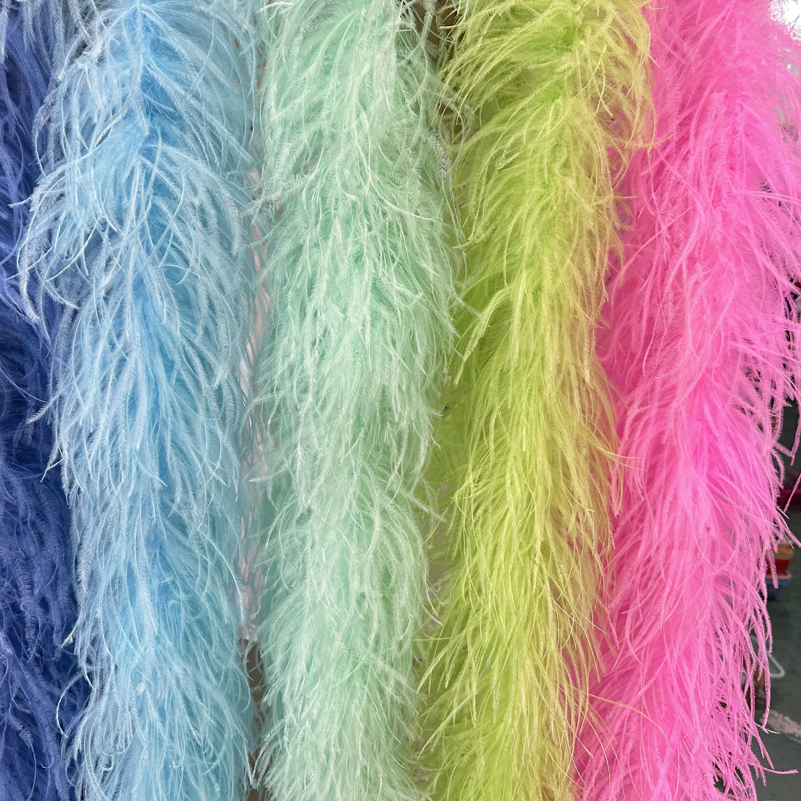 0.5-3 meter colorful ostrich feather Boas 6-layer natural feather decoration used for wedding clothing sewing accessories ruffled edge craft shawl 241