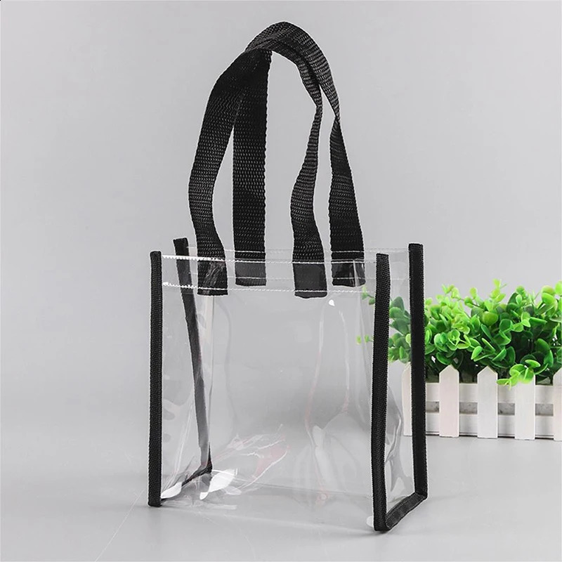 Womens Lightweight Handle Waterproof Transparent Shopping Bag Shoulder Carrying Handbag 241203
