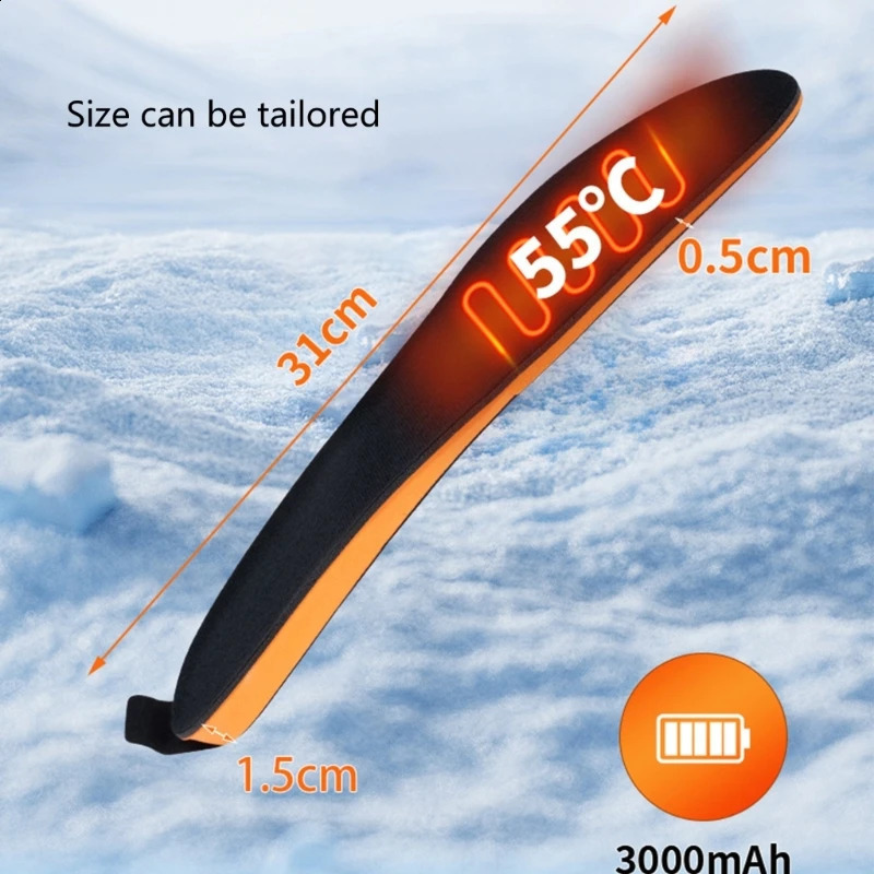 USB Rechargeable Electric Heated Insoles Winter Foot Warmer Washable Cuttable Electric Heated Shoe Pad for Man Women 241205