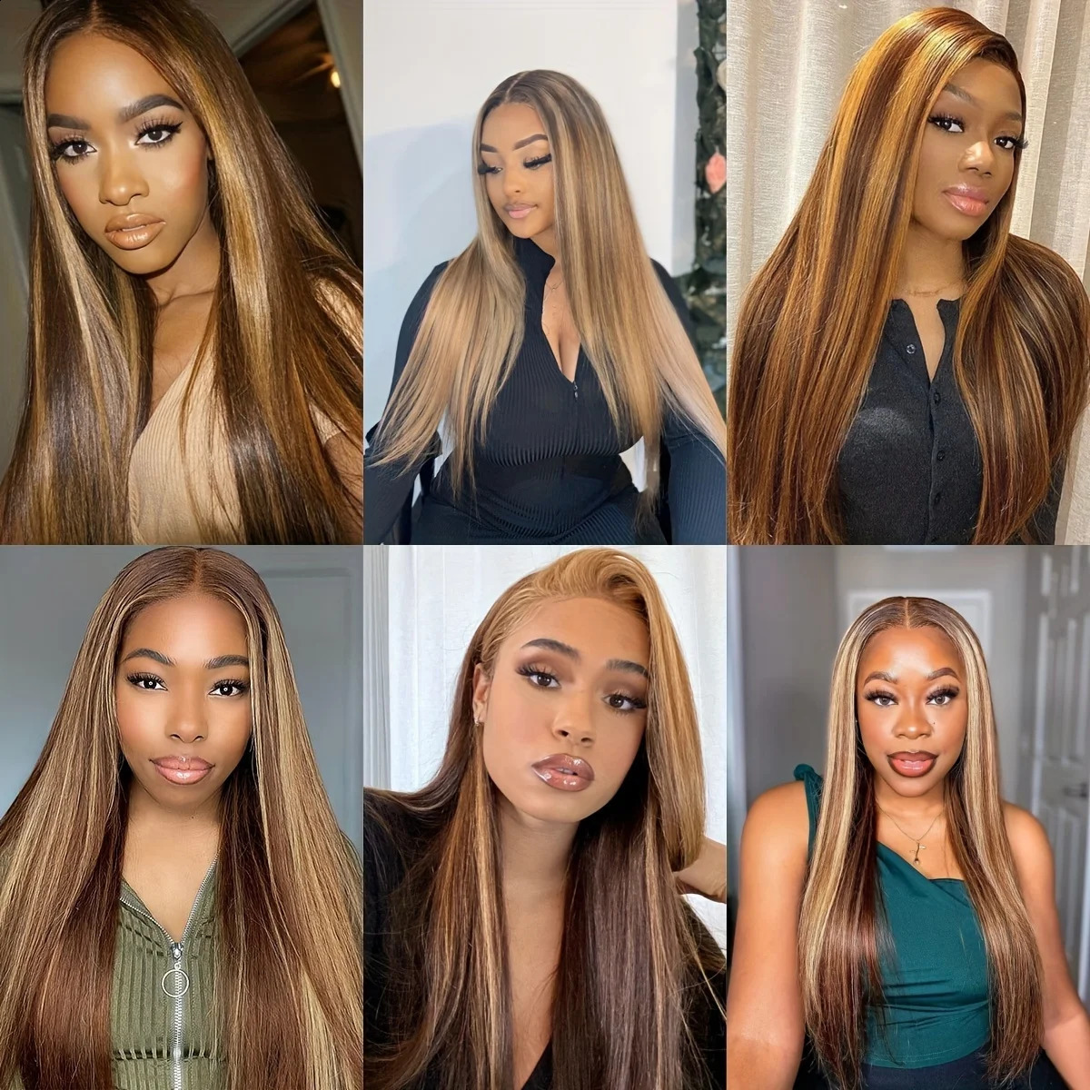 Non adhesive clothing Go Highlight V Part straight hair wig Honey blonde 4/27 Colored wig No need to leave Non adhesive V-shaped Mach 241206