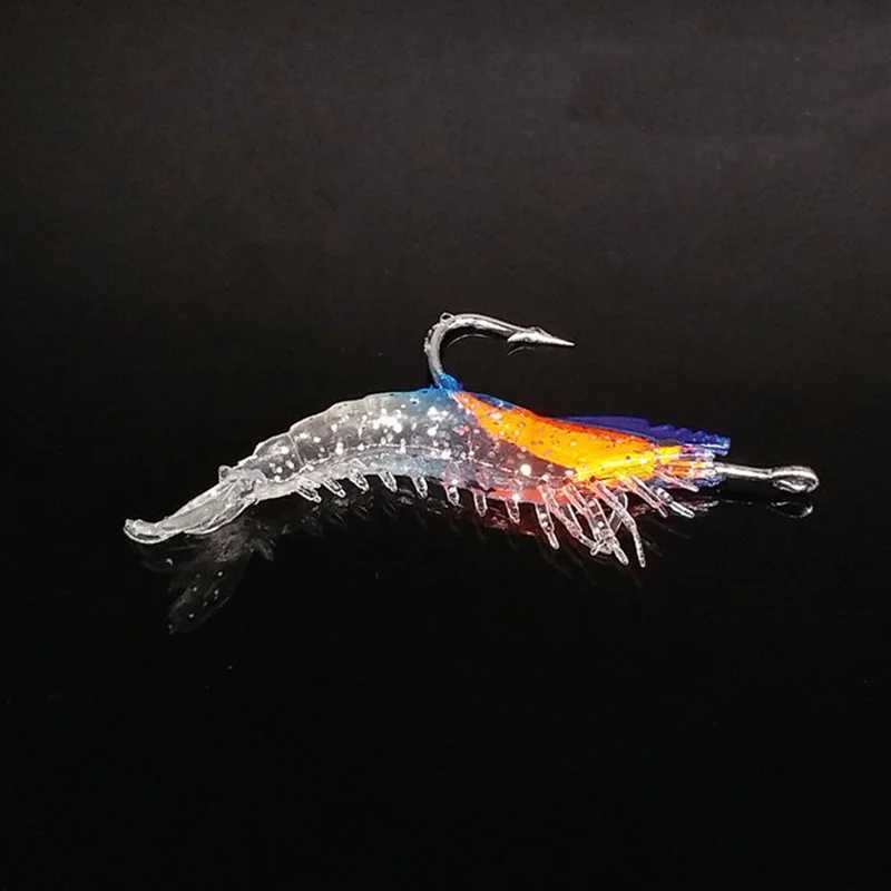 4PCS/Bag 6cm 3g Luminous Simulation Shrimp Soft Bait Artificial Soft Rigs Fishing Lure Bass Sea Fishing TackXJ241128