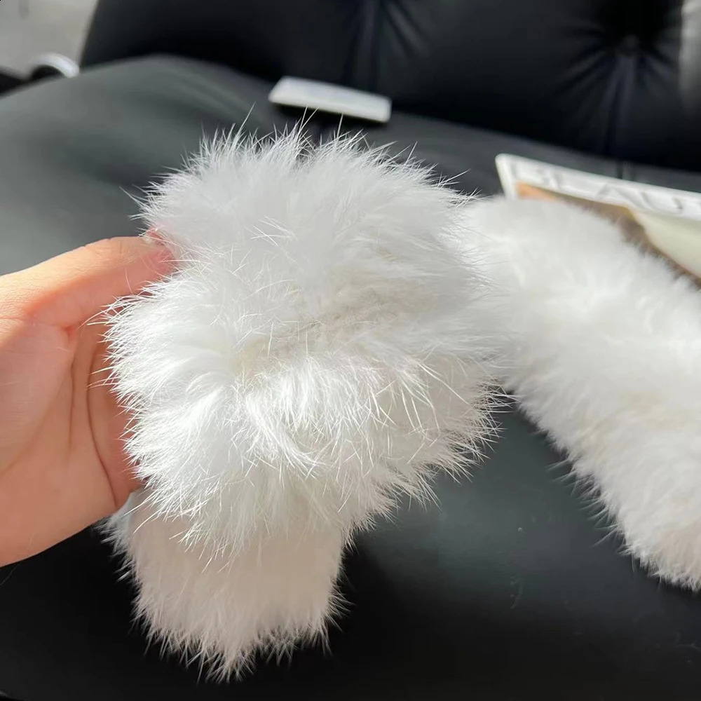 Real rabbit fur gloves for winter women warm and soft 100% natural rabbit fur gloves knitted thick womens real rabbit fur gloves 241206