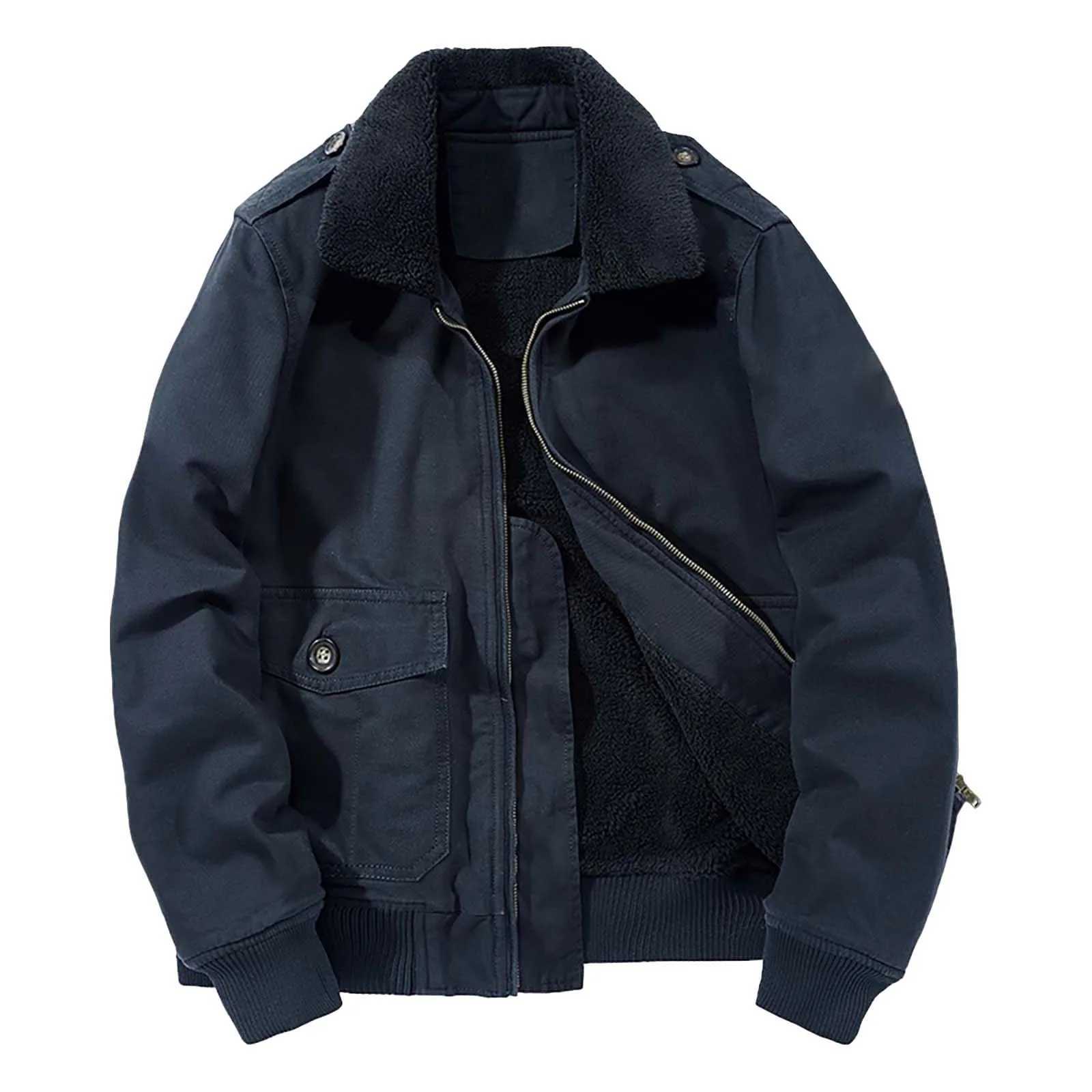 Solid Color Zipper Loose Thicken Cotton Bomber Jacket For Men Lambs Wool Autumn Warm Outdoor Sportwear Winter Male Clothing NewXJ241206