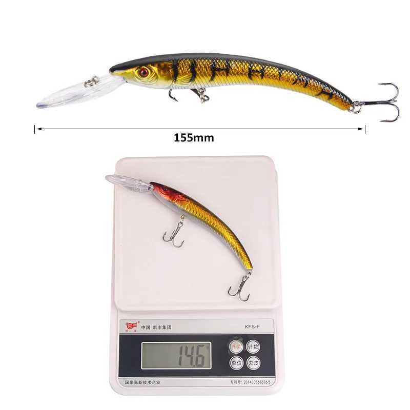 New 1 PCS 15.5cm / 16.3g Wobbr Fishing Lure Big Crank Bait Minnow Bass Trolling Artificial Bait Pike Carp Lures FishingXJ241128