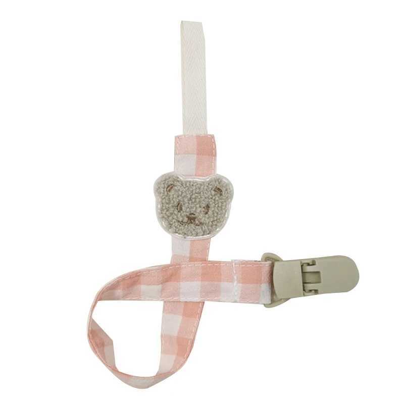 Pacifier Holders Clips# Cartoon Embroidered Bear Baby Pacifier Clip Nursing Soother Holder Teether Chain Plastic Clip DIY Nipple Holder H241206