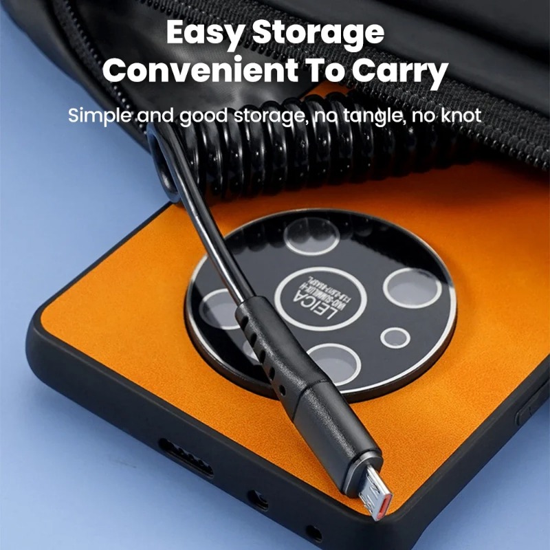 120W Car Spring Cable USB Type C Fast Charging Micro USB Cable For iPhone 16 15 Samsung Xiaomi Huawei Quick Charger 3.0