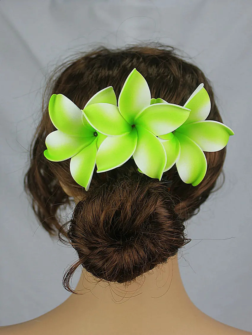 Free delivery HM1029 24 pieces/batch 8 colors 18x8CM foam Plumeria hairpin female hairpin Hawaiian tropical flower wholesale 241205