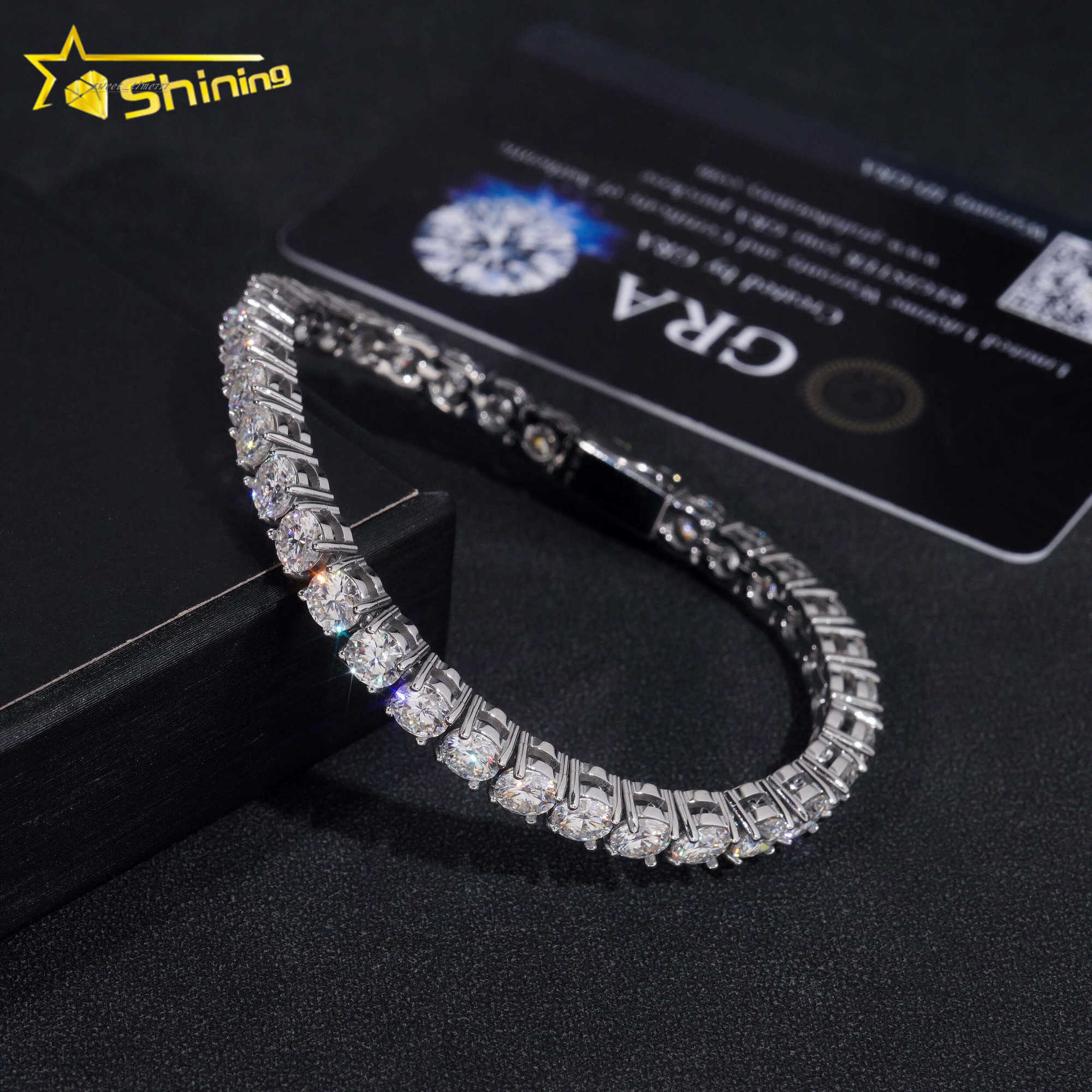 Fast delivery hot sale 3/4/5mm 925 sterling silver bracelet pass diamond tester GRA certified VVS moissanite tennis necklace