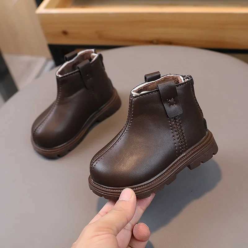 New Trend Back Zipper chimney boots for toddler girl Cozy Velvet Newborn Baby Boy Short Boots Winter Birthday Par Shoes G10303XJ241206