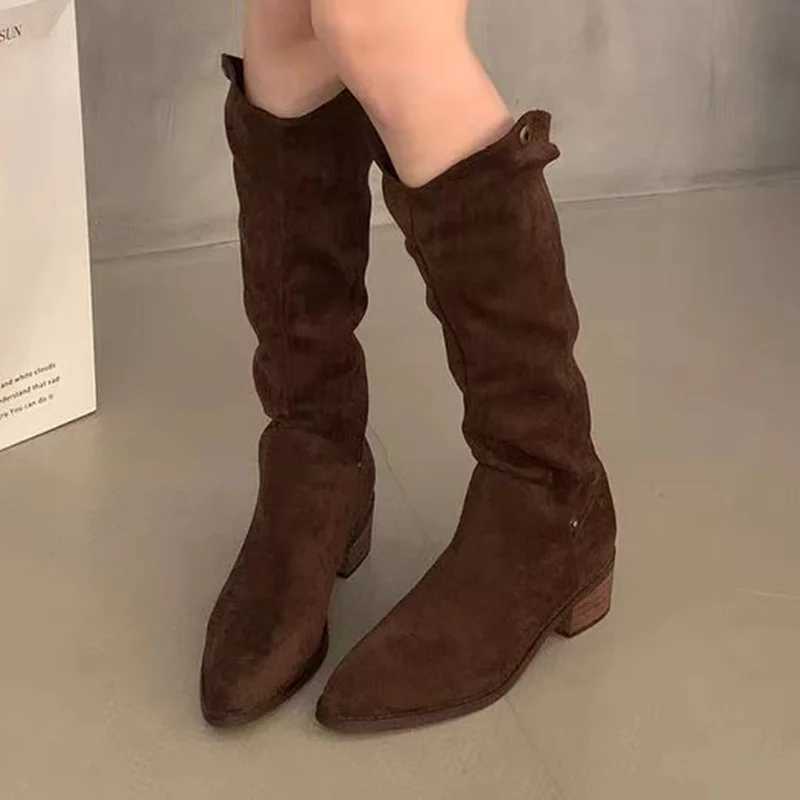 High Quality Warm knee high boots winter suede mid H shoes brand short and chubby snow boots Fi warm pump elegant Botas unprinted good product T241206