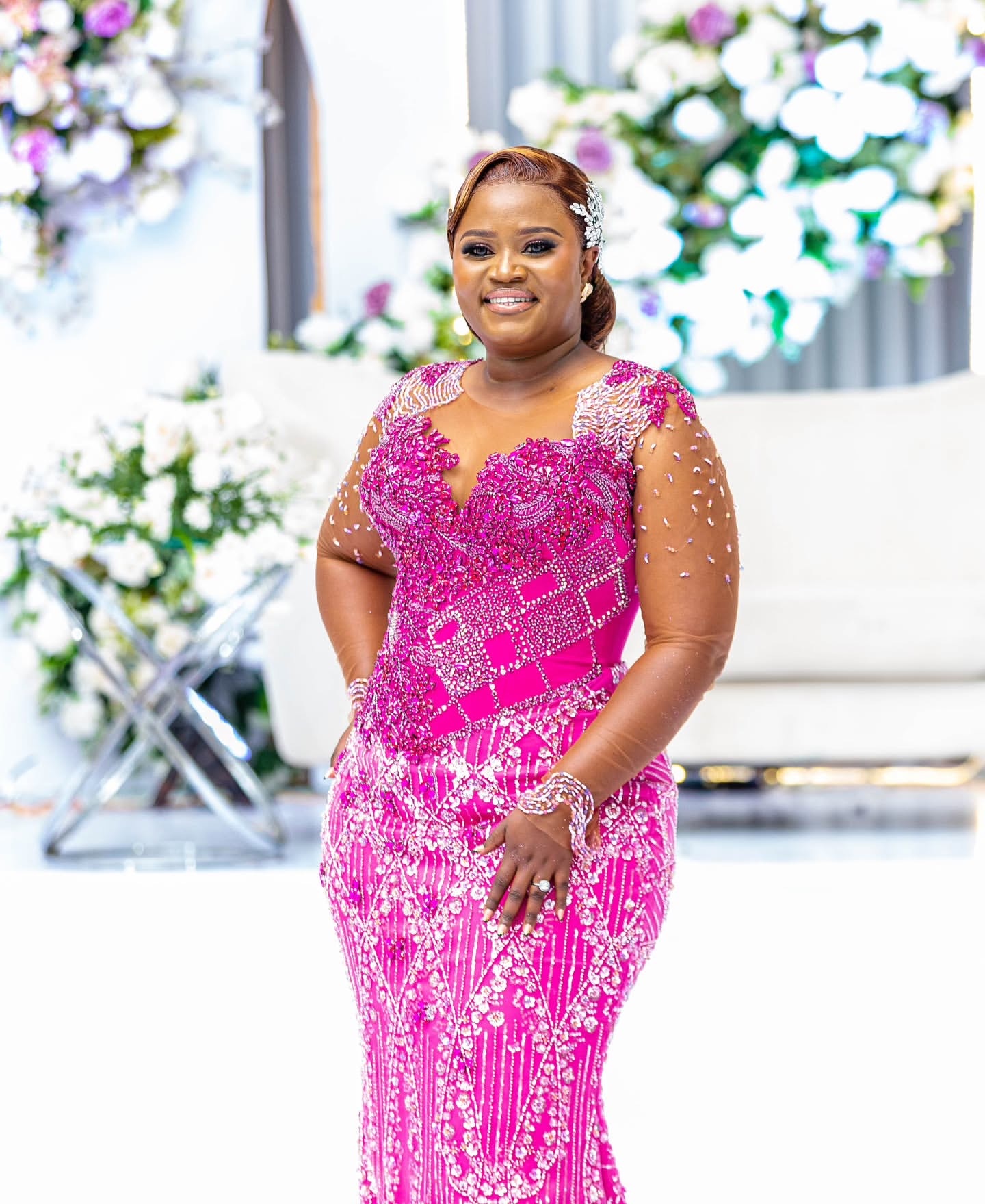 Fuchsia Mermaid Prom Dresses 2025 Sequined Rhinestones Full Sleeves Evening Formal Party Second Birthday Engagement Gowns Plus Size Dress For Special 