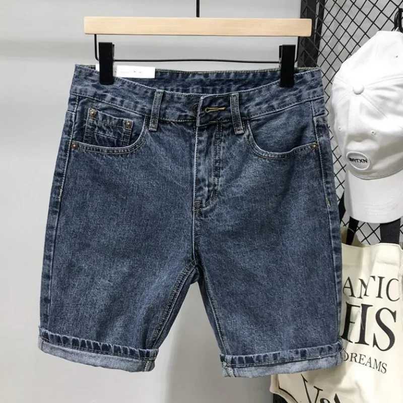 Man Denim Shorts Ripped Short Jeans Pants For Men With Pockets Blue Stretchable Wih Zipper Original Xl Summer Trend Unique RudeXJ241206