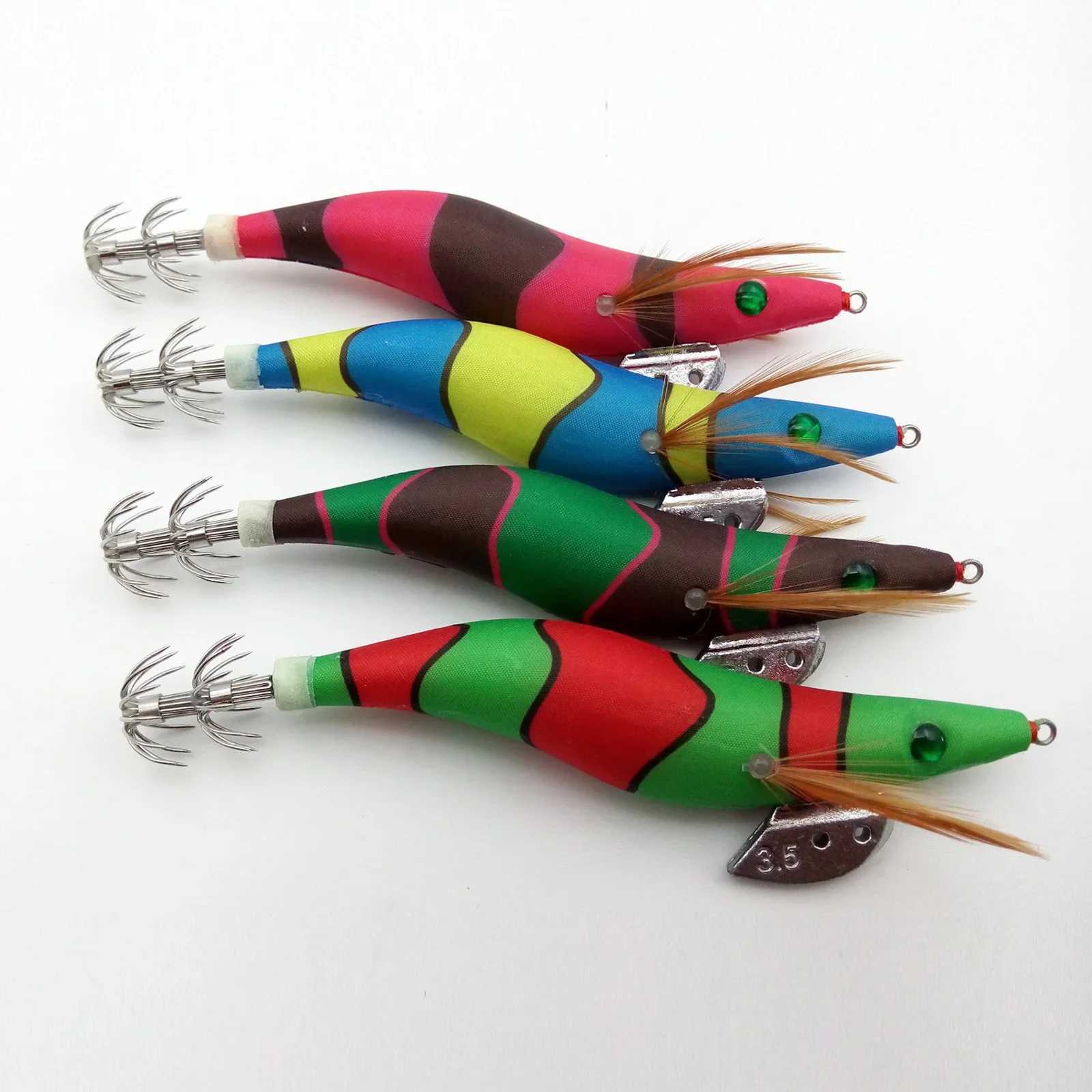 Luminous Wood Shrimp Fishing Lure Jig Sinker 3.5# Squid Hook Jigs Sea Octopus Cuttfish Shrimp Baits Lures Hard BaitXJ241128