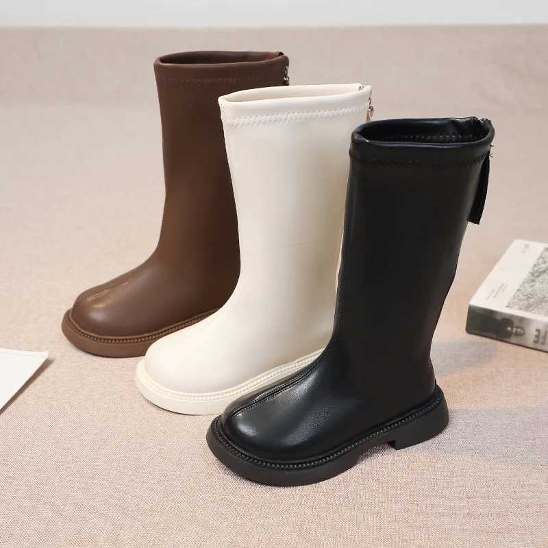 Children High Boots for Girls Spring Autumn Waterproof Non-slip Fashion Kids Elegant Princess Boots Simple Korean Sle 2024 NewXJ241206