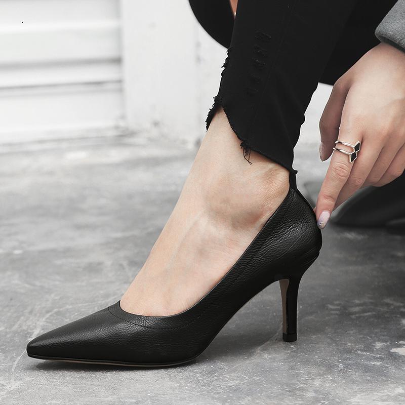 Krazing Pot New Cow Leather High Heels Slip On Shallow Women Pumps Pointed Toe Brand Office Lady Party Solid Wedding Shoes L22