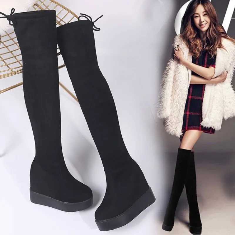 High Quality Maogu Wan Lg Over the Knee Boot Wens Winter Platform Socks Boots for Wen Shoes Fi Hidden H Botas De Mujer T241206