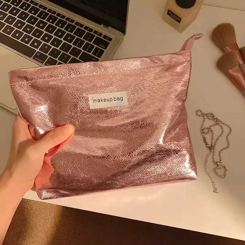 Portable Large Capacity Shiny Sequins Cosmetic Bags Sier Champagne for Women Toiletries Skincare Storage Bag Make Up PouchXJ241206
