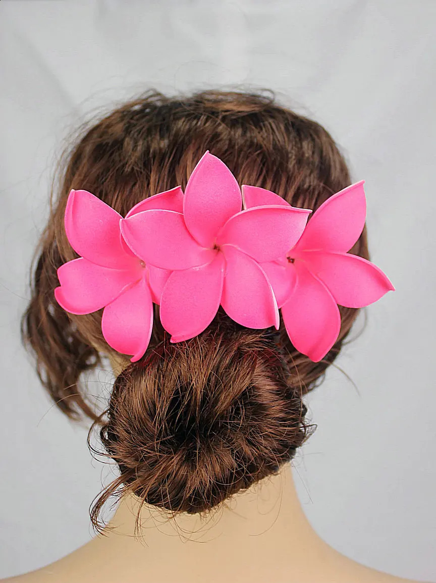 Free delivery HM1029 24 pieces/batch 8 colors 18x8CM foam Plumeria hairpin female hairpin Hawaiian tropical flower wholesale 241205