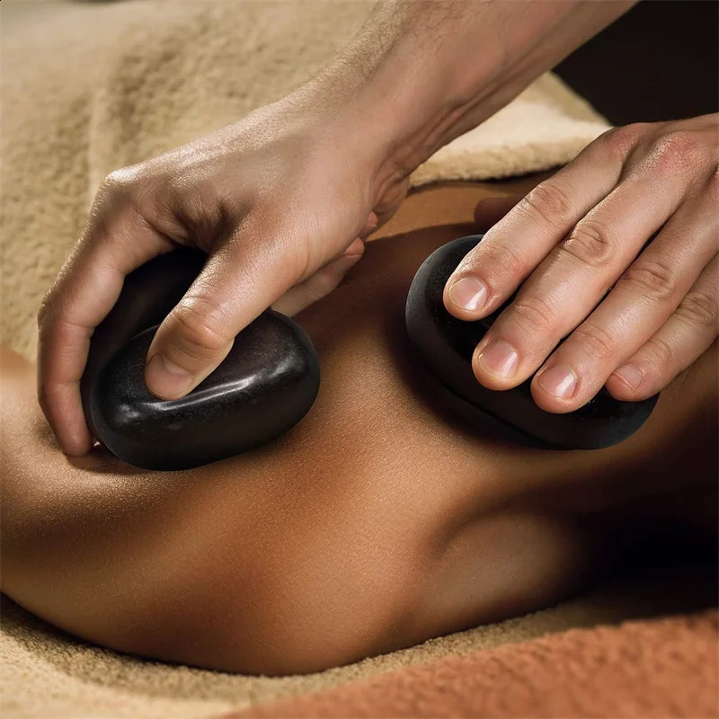 8 pieces of large black basalt stone set used for massage therapy relieving emotions and relieving fatigue and muscle pain 241206