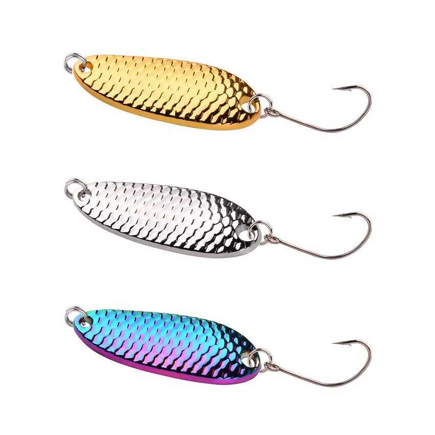 1pc Metal 1.5g/2.5g/3.5g/5g Fishing Lure Wobbr Spinner Bait Spoon Artificial Bass Hard Sequin Pailtte Metal Steel Hook LuresXJ241128