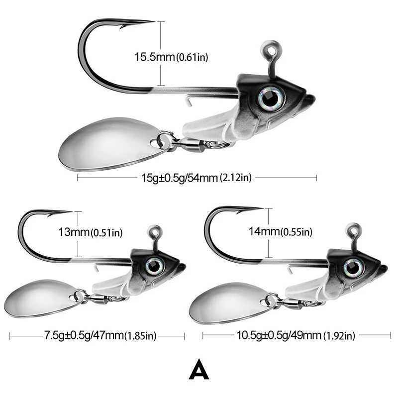 Spinning Metal Sequins VIB Fishing Lure 7.5g/10.5g/15g Bait Wobbr Rotating Perch Fake Bait Crankbait Jig Shads nce WeightXJ241128