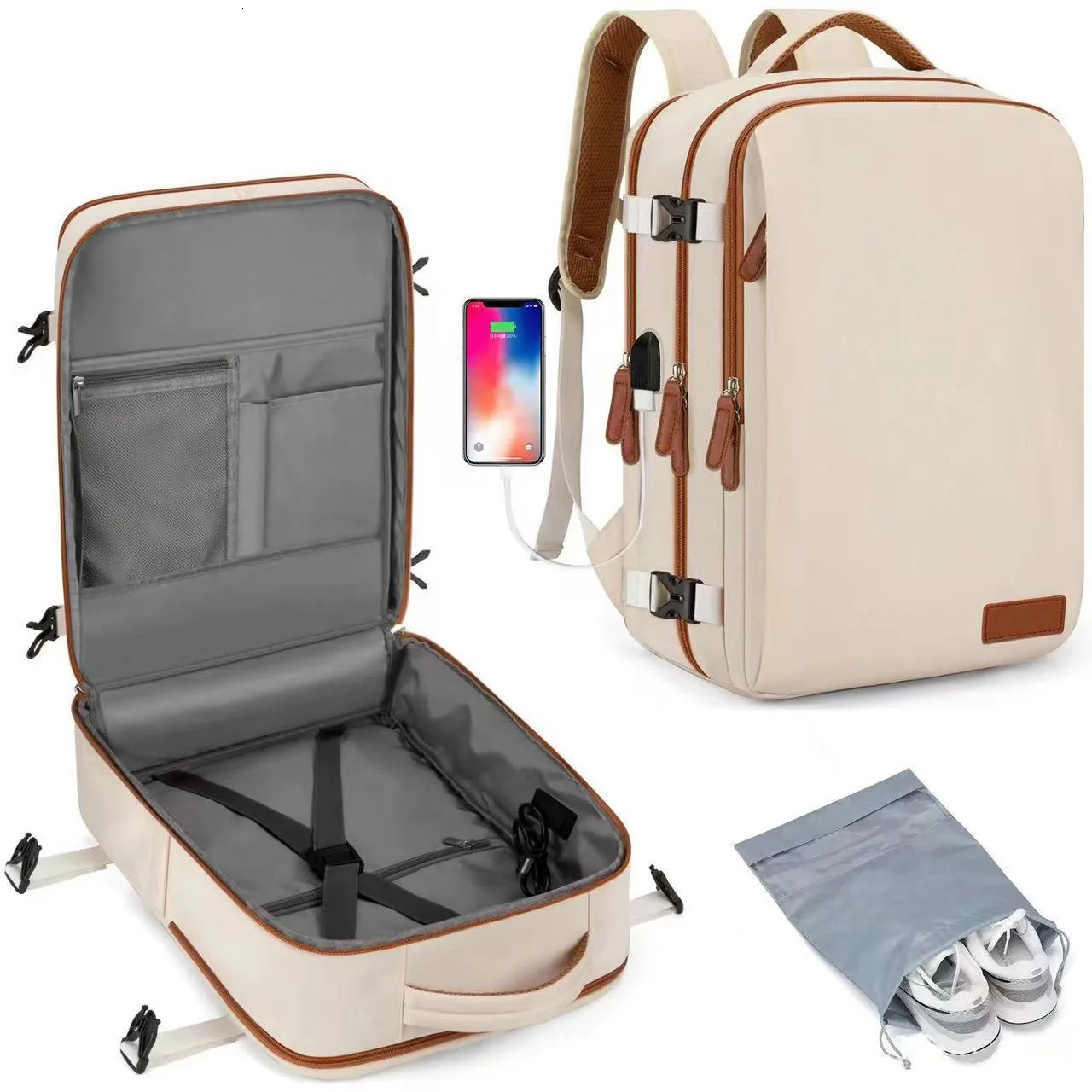 Travel Backpack 40x20x30 Cabin Plane Waterproof Expandable Weekender Laptop With USB Port Ryanair Carry-On Women Men Backpack 241206