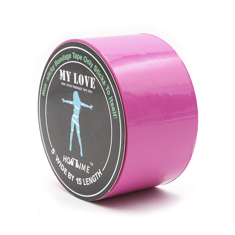SM adult sexual products for women, bound and fixed with black electrostatic tape, yellow skin tape
