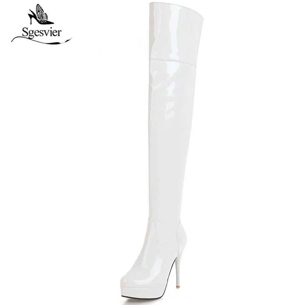 High Quality Fi Thigh High Boots Wen Autumn Winter Sexy Platform High Over Knee Boots White Shoes Wan Plus Size 48 T241206